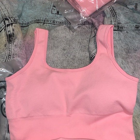 Ortorex Pretty Pink Ribbed Knit Inner Panel Sleeveless One Piece Romper Jumpsuit - Picture 9 of 15